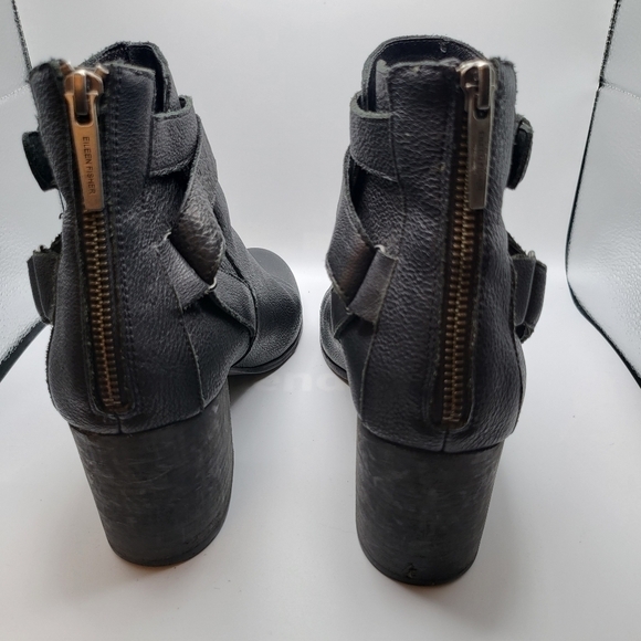 Eileen Fisher Pebbled Leather Black ankle boots Size 10 - Picture 9 of 11